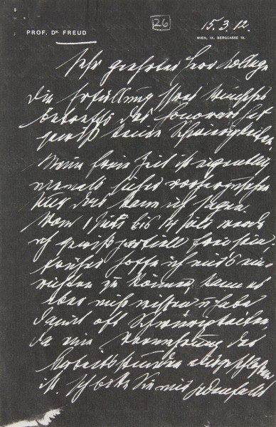 Sigmund Freud, Brief an Emil Oberholzer vom 15.3.1912